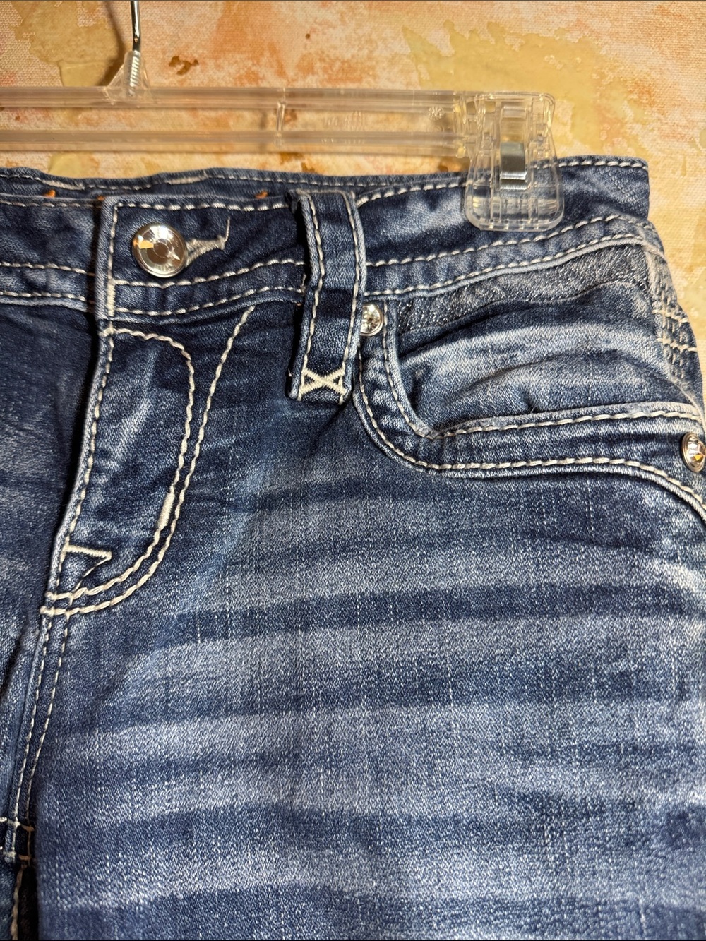 Rock Revival Hadley Womens Blue Embroidered Pocket Ankle Skinny Jeans size 26 - Picture 4 of 13